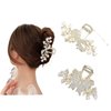 Yonchic 2-Piece Pearl Metal Hair Clips, Multiple Shape Hair Claws for Thin/Medium Thick Hair, Elegant Style Butterfly Barrettes Strong Hold Hair Clamps Non Slip Cute Bow Hair Accessories