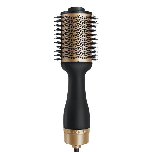TOPUPHOE Blow Dryer Brush, Oval Brush for Blow Drying, Hair Dryer Brush One-Step Hot Air Brush and Volumizer, Styling Tools Brush Hair Dryers for All Hair Types(Black&Gold)