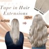 Ugeat Tape in Human Hair Extensions Seamless Hair 14 inch Tape in Human Hair Extensions #60A White Blonde Tape in Hair Extensions Real Human Hair 50g/20pieces