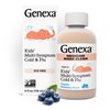 Genexa Kids' Cold & Flu Multi-Symptom Relief, Dye Free, 0% Artificial Additives, Children's Liquid Pain, Fever and Cough Medicine, for Kids 4-11, Delicious Organic Blueberry Flavor, 4 fl oz