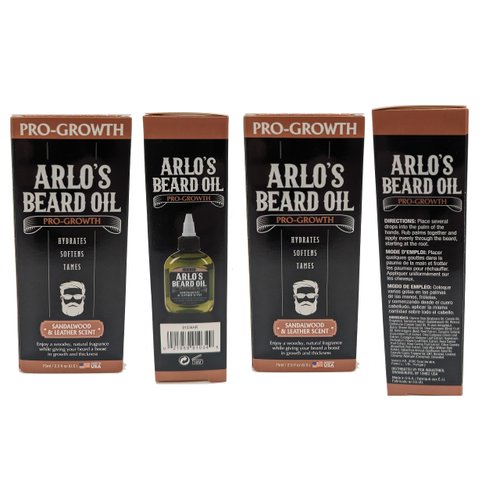 Arlo's Pro Growth Beard Oil - Sandalwood Leather Scent 2.5 oz. - Promotes Beard Hair Growth