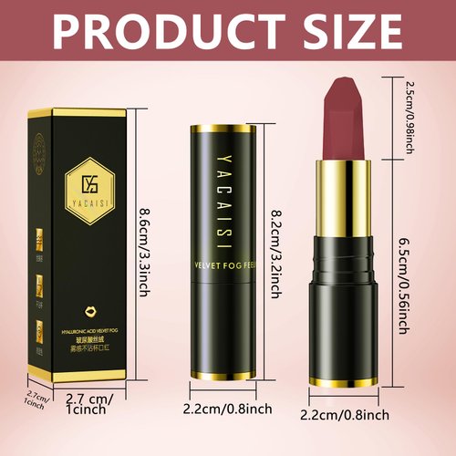 Jeffbaubl YACAISI 2 Pcs Matte Lipstick,Velvet Matte Lip Sticks,Red Velvet Lipstick,Smudge Proof Long Lasting Lipstick,Waterproof Non-Stick Cup Lip Stain for Women Girls(Dark Red+Bean Paste Red)