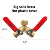 HQMPC Garden Hose Y Valve Hose Splitter Brass Hose Splitter With Stainless Steel Long Handle Brass Y Valve Water Garden Hose Adapter 2 Way Y Valve 3/4" GHT Thread