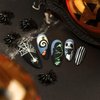 Halloween Press on Nails Medium Almond SWEKKE Fake Nails Full Cover Nightmare Before Christmas Nails Spider Web False Nails Matte Glue on Nails Artificial Acrylic Nails for Women Girls 24 Pcs