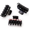 LONEEDY 3PCS Strong Hold Hair Claw Clips, Rhinestone Flower Double Teeth Jaw Clips (Color + Light Blue + Silver (Medium))