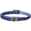 Meow Town Two-Tone Pawprint Cat Collar, 3/8-Inch, Blue