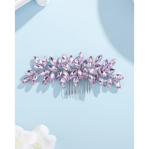 Rumtock Boho Violet Crystal Hair Comb for Women Girls Wedding Bridal Hair Piece Handmade Jewelry Banquet Prom (Violet)