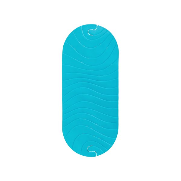 Boon B11192 RIPPLE Textured Non Slip Baby Bath Tub Mat with Hanging Hook and Drain Holes, Blue