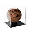 Basketball Display Case Clear Acrylic Glass Cube Assemble Countertop Box Soccer Frame with Sports Protection with Black Stand Holder