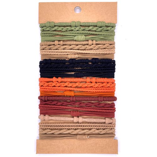 Boho Hair Ties for Women, Boho Hair Accessories, Hair Tie Bracelet Orange Green Black, Boho Ponytail Holders, Elastic Hair Ties for Thin or Thick Hair, Hair Bands for Ponytails, Boho Hair Tie