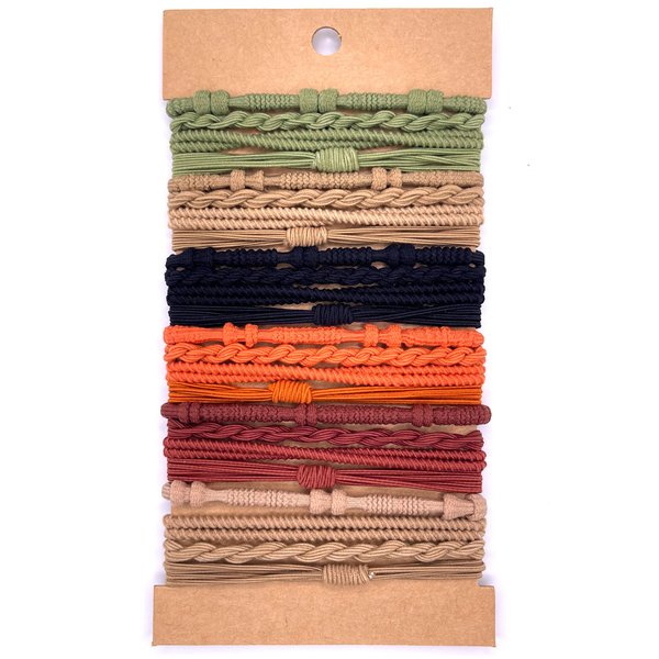 Boho Hair Ties for Women, Boho Hair Accessories, Hair Tie Bracelet Orange Green Black, Boho Ponytail Holders, Elastic Hair Ties for Thin or Thick Hair, Hair Bands for Ponytails, Boho Hair Tie