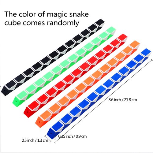 Yeetec 24 Pack 24 Blocks Magic Speed Cubes, Mini Snake Cube, Mini Plastic Puzzle Cube Toy for Kids Party Bag Fillers, Party Supplies, Random Color