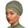 1 Piece Stretch Head Wrap Jersey Turban Fashion Neck Sleeve Solid Color Extra Wide Turban Caps Soft Breathable African Headwrap for Women and Men (Army green)
