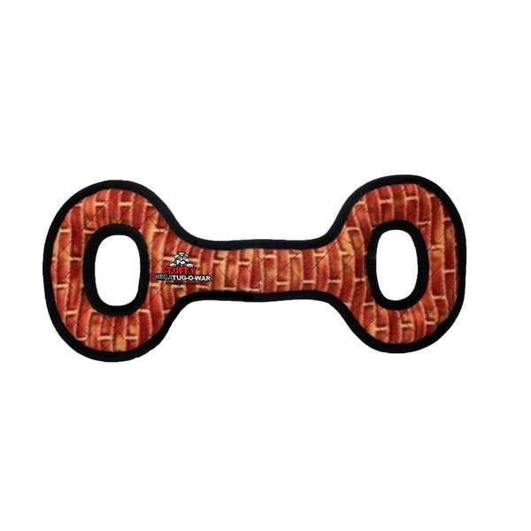 TUFFY - World's Tuffest Soft Dog Toy - MEGA Tug Oval - Squeakers - Multiple Layers. Made Durable, Strong & Tough. Interactive Play (Tug, Toss & Fetch). Machine Washable & Floats. (Brick 2 Pack)
