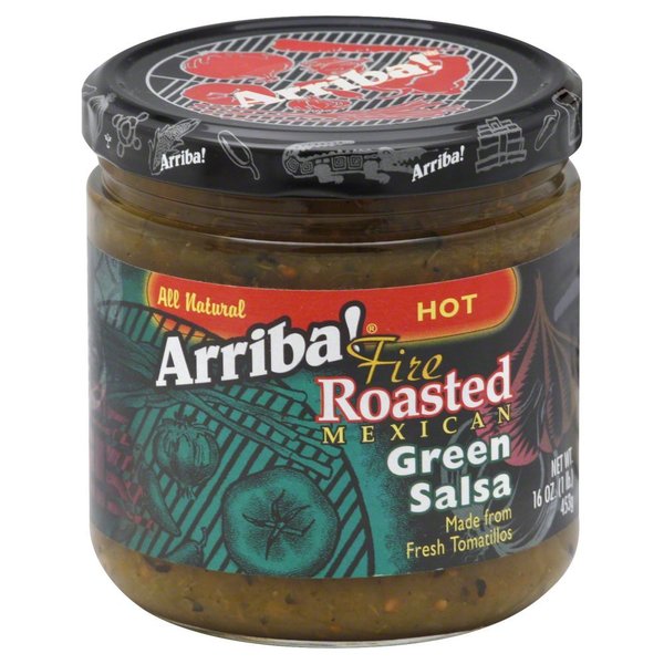 Arriba Salsa Hot Green 16.0 Oz (Pack of 2)