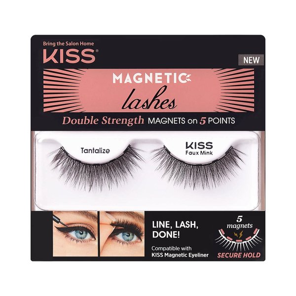 KISS Magnetic False Eyelashes, 'Tantelize', 12 mm, Includes 1 Pair Of Magnetic Lashes, Contact Lens Friendly, Easy to Apply, Reusable Strip Lashes