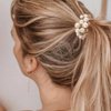Fashey Pearl Hair Ties Elastic Ponytail Holder Satin Hair Scrunchies Rhinestone Hair Bands Hair Ropes Hair Accessories for Women and Girls（Pack of 3）