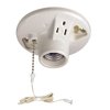 Leviton 9726-C One-Piece Glazed Porcelain Outlet Box Mount, Incandescent Lampholder, Pull Chain, Top Wired, White
