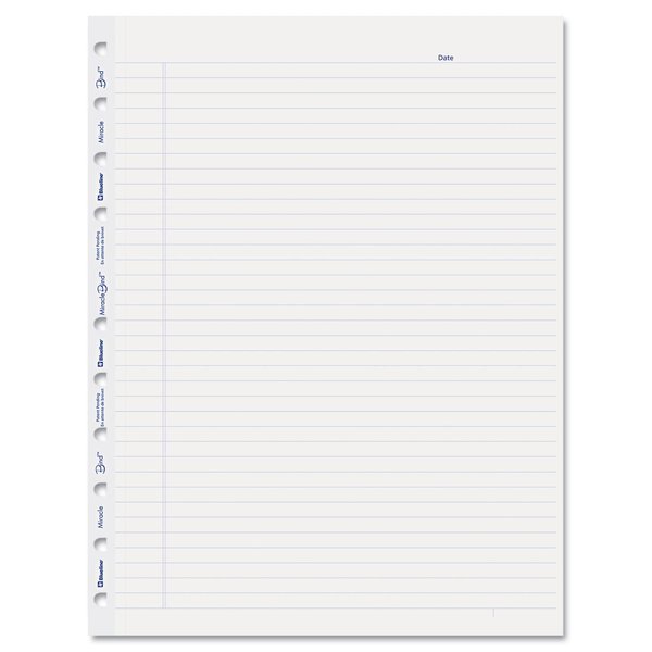 Blueline MiracleBind Notebook Refill Sheets Ruled 11" H x 9.06" W x 0.13" D 50 Sheets (AFR11050R) , White