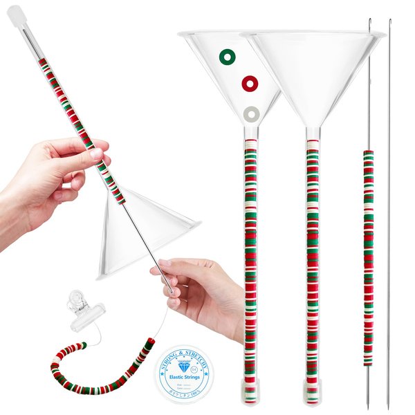XLicarmi 2PCS Beading Funnel Kit, Clay Beads Bracelet Making Kit, Clay Beads Beading Tools for Jewelry Making, Friendship Bracelet Making, Comes with Beading Funnel, Beading Needle, Clip,Elastic Rope
