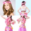 Hawaiian Leis Luau Tropical Headband Flower Crown Wreath Headpiece Wristbands Women Girls Floral Necklace Bracelets Hair Band For Summer Beach Vacation Pool Party Decorations Favors Supplies Rose