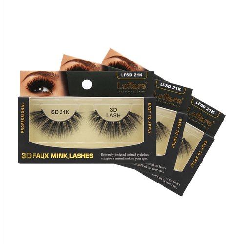 Laflare Silk Lashes 3D FAUX MINK Eyelashes, Light, Reusable, Handmade, Natural Looking, Professional Easy to Apply Eyelashes in a Knitted Style2-3 PACKS BUNDLE SPECIAL (3, SD21K)