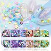 Rabbit Nail Art Glitter Sequins 12 Grids Nail Sequins 3D Holographic Rabbit Nail Decals Flakes for Acrylic Nails Manicure Paillettes Ultra-thin Glitters Nail Art Supplies for Women Nail Art Decoration