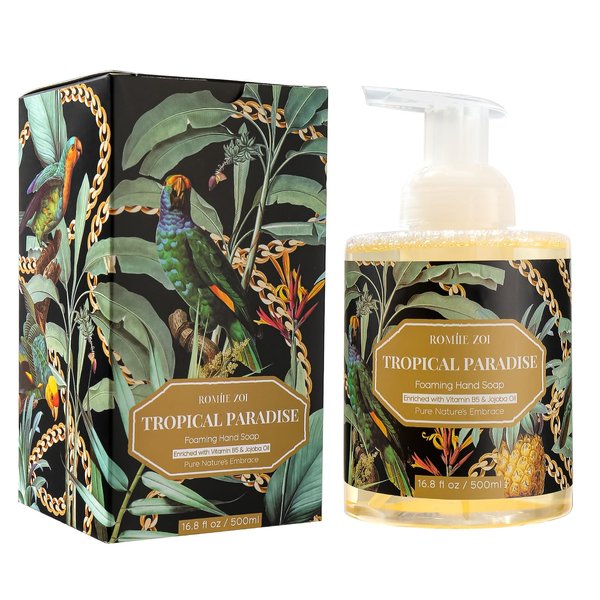 ROMIIE ZOI Foaming Hand Soap with Gift Box- Tropical Paradise - Biodegradable Formula Moisture & Revitalize - 500ml/ 16.8oz