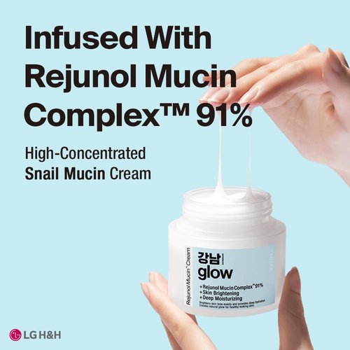 GANGNAM GLOW Rejunol Mucin Facial Cream 3.7 floz - 91.5% Snail Mucin Moisturizer with Hyaluronic Acid & Panthenol I Korean Skin Care Product I Face Moisturizer for Women