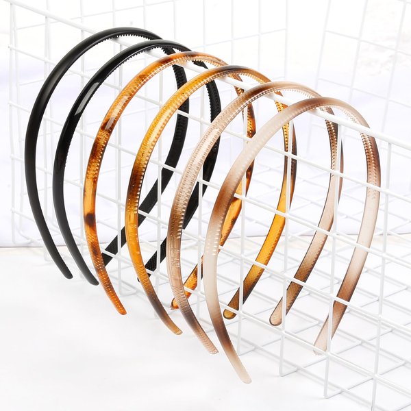 WOVOWOVO Plastic Headbands for Women with Teeth Thin Head Bands for Women's Hair Non Slip Skinny Black Hair Bands Hair Accessories 6 Packs