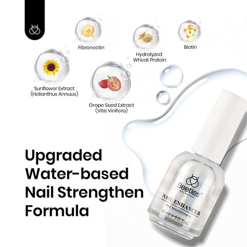 Beetles Nail Strengthener and Growth, Nail Hardener Extra Strong and Growth, Nail Strengthener for Damaged Nails Thin Nails, Clear Nail Polish Strengthener and Growth, 0.5 Fl Oz Quick Dry Nail Care