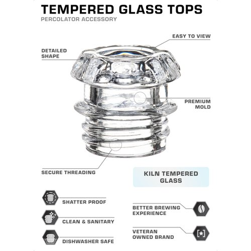 COLETTI Coffee Percolator Glass Top Replacement - (Pack of 2)