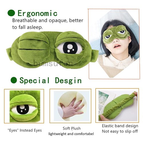 Sleep Masks for Women,Eye Mask for Sleeping,BUMSUFON Night Mask Sad Frog Cute Block Out Light, Soft Comfort Eye Shade Cover for Travel Yoga Nap, Green