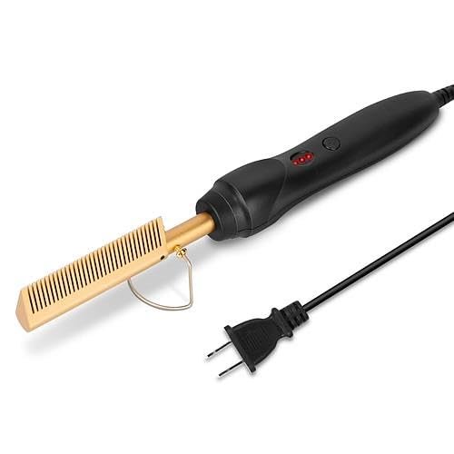 [Pack of 3] Electric Heating Hair Comb PTC Ceramic Hair Straightener Curler Brush Hair Straight Styler Wet Dry Use w/ 3 Temperature Adjustment