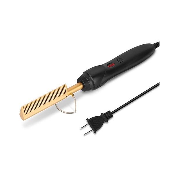 [Pack of 3] Electric Heating Hair Comb PTC Ceramic Hair Straightener Curler Brush Hair Straight Styler Wet Dry Use w/ 3 Temperature Adjustment