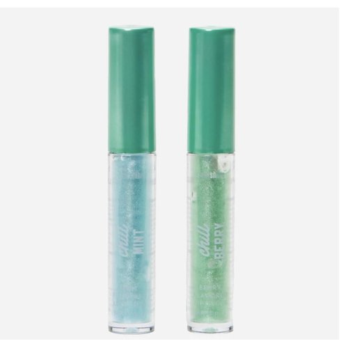 Generic Lip Gloss Duo Mini, Set of 2, Mint & Berry, Green/Blue