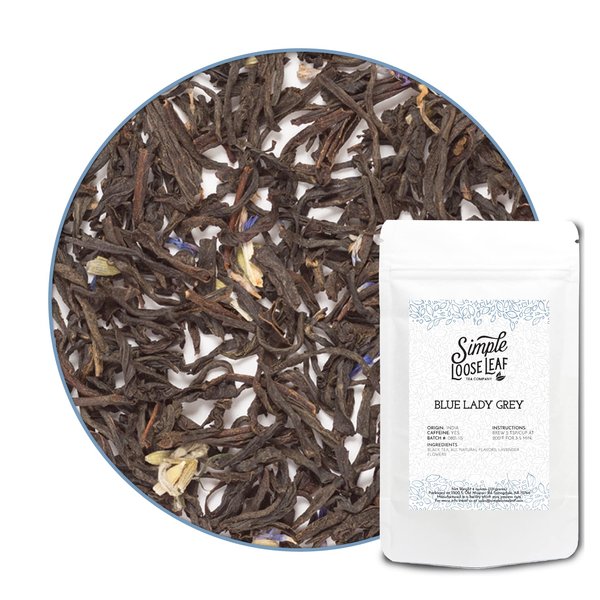 Simple Loose Leaf - Blue Lady Grey Tea - Premium Loose Leaf Black Tea - High Caffeine - Keto friendly - USA Hand Packaged (4 Ounce)
