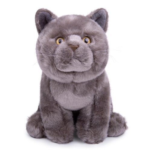 Tiny Heart Simulation British Short cat Plush Toys, 11.02inch Cute British Short cat Stuffed Animal Plush Toys for Kids Boys and Girls Kawaii Birthday Gifts, Room Decoration
