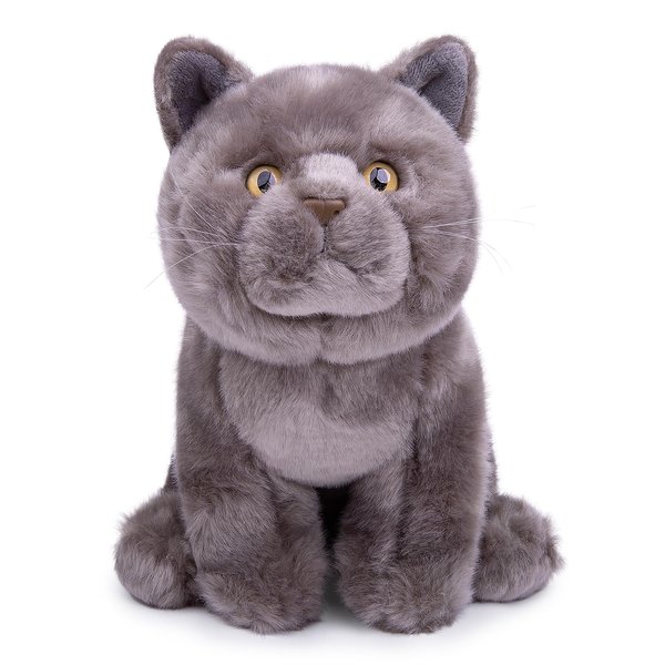 Tiny Heart Simulation British Short cat Plush Toys, 11.02inch Cute British Short cat Stuffed Animal Plush Toys for Kids Boys and Girls Kawaii Birthday Gifts, Room Decoration
