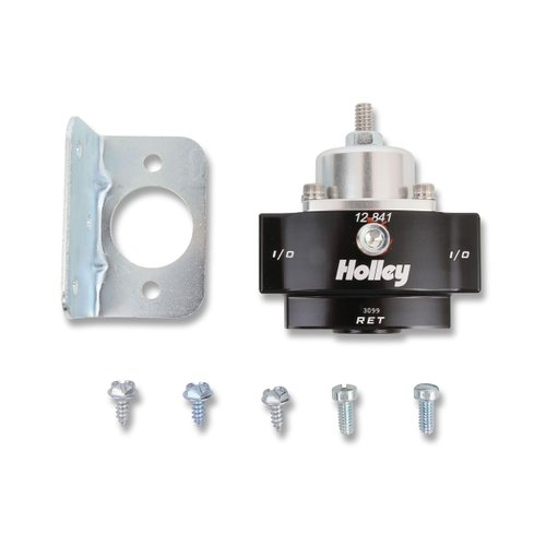 Holley 12-841 4.5-9 PSI Adjustable Bypass Billet Fuel Pressure Regulator with 3/8" NTP Ports , Black