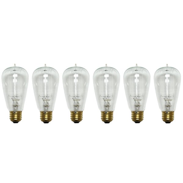 Satco S2413 40W 120V Cage Style Filament Vintage Style Incandescent Bulb, 6-Pack
