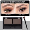 Brow Powder Kit,Long-Lasting Waterproof Two Colors Brow Filler Get Full Defined Natural Brows,Eye Brow Contour Palette with Double-ended Eyebrow Brush,sombra para cejas - Dark Brown+Light Brown