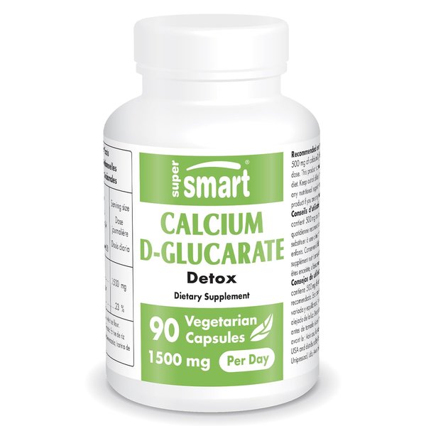 SuperSmart - Calcium D-Glucarate 1500mg per Day (High Strength) - Calcium Supplement | Non-GMO & Gluten Free - 90 Vegetarian Capsules