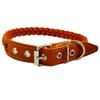 Genuine Leather Braided Dog Collar 14.5"- 17" Neck, 3/4" Wide, Orange