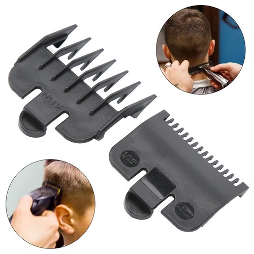 Professional Hair Clipper Guards Guides, 2Pcs 1.5mm 4.5mm Cutting Guides Hair Guards Combs Replacement Hair Trimmer Supply for Hair Clippers Trimmers Attachment (Black)