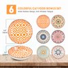 Cat Food Bowls for Indoor Cats Ceramic Cat Bowls Whisker Friendly Cat Dishes for Food and Water 5.5 Inches Kitten Bowls Cute Cat Feeding Bowls Set 6 Cat Wet Food Bowl Set Shallow Cat Plate
