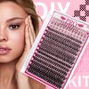 Lash Extension Kit 240Pcs Lash Clusters 2 Styles Bottom Lashes Spike Fans Multi-type Mixed DIY Lash Clusters Kit with Lash Bond and Seal Lash Remover Eyelash Applicator (30D+40D-9-16mix-01)