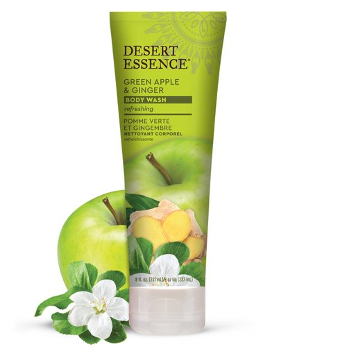 Desert Essence Green Apple & Ginger Body Wash - 8 Fl Ounce - Refreshing - Vitamins A, B & C - Scented - Cleanses & Revitalizes - Yucca Cactus - No Parabens