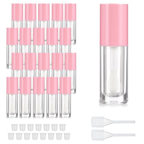DIVINA VITAE 15Pcs Lip Gloss Tubes Empty Lipgloss Tubes with Chunky Wand, 6ML Refillable Lip Gloss Containers Bottles for DIY Lipgloss Makeup Cosmetic(Pink)