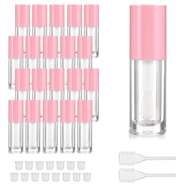 DIVINA VITAE 15Pcs Lip Gloss Tubes Empty Lipgloss Tubes with Chunky Wand, 6ML Refillable Lip Gloss Containers Bottles for DIY Lipgloss Makeup Cosmetic(Pink)